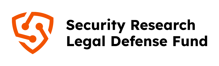 The Security Research Legal Defense Fund wordmark beside its orange shield monogram.